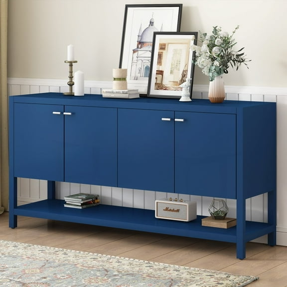 IBuilt with Sturdy MDF - Four-Door Entryway Console with Ample Storage