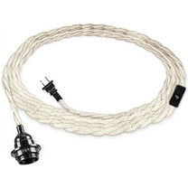 IC 9.84FT Plug in Hanging Light Fixture with Switch, Industrial Pendant Lamp Light Cord with Twisted Hemp Rope DIY Light Fixture for Farmhose Home Lighting DecorsWhite