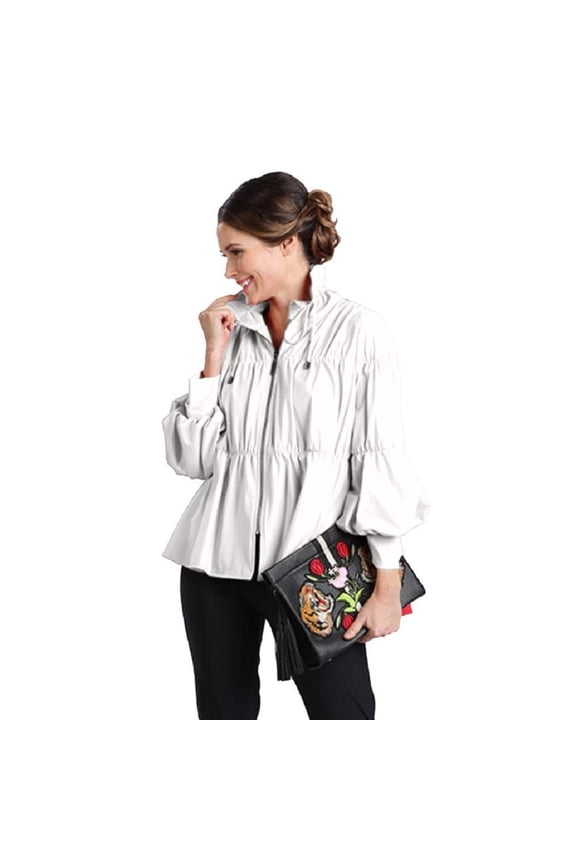 Zip Front Cinched Parachute Jacket - 1395J