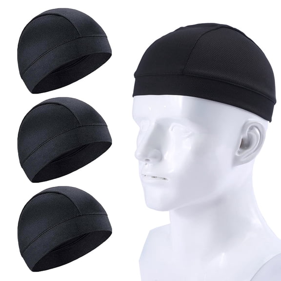 IC ICLOVER 1/3 Pack Skull Caps for Men Women, Moisture Cooling Breathable Hat Helmet Liner Wicking Beanie Cap for Running, Hiking, Workout, Training, Motorcycle, Workout, Cycling, Riding