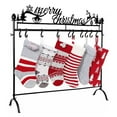thumbnail image 1 of IC ICLOVER 10 Hooks Christmas Stocking Holder Stand for Floor, Holiday Decor Hanger Detachable Iron Metal Freestanding Rack with Sturdy Base - 35.5"x31.5"x11", 1 of 9