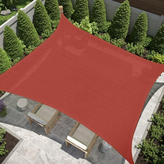 IC ICLOVER 16' x 16' Sun Shade Sail Canopy Square UV Block Sunshade for Outdoor Patio Garden Carport Backyard - Rust Red