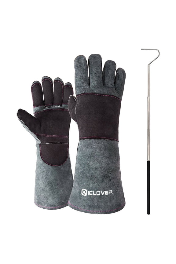 16inch Animal Handling Gloves Bite Proof with 40inch Collapsible Snake Hook Suitable for Reptile Snake Falcon Dog Cat Scratch Bird