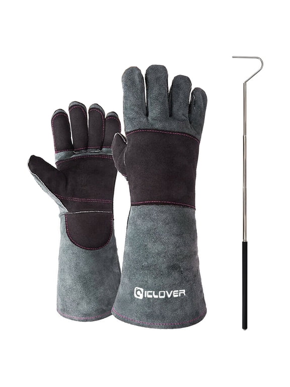 16inch Animal Handling Gloves Bite Proof with 40inch Collapsible Snake Hook Suitable for Reptile Snake Falcon Dog Cat Scratch Bird
