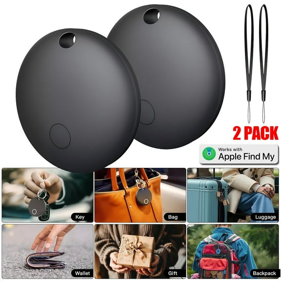 IC ICLOVER [2 Pack] Bluetooth Smart Tracker Tag Pet Key Luggage Air Tracker Finder Works with Apple Find My (iOS Only), Black