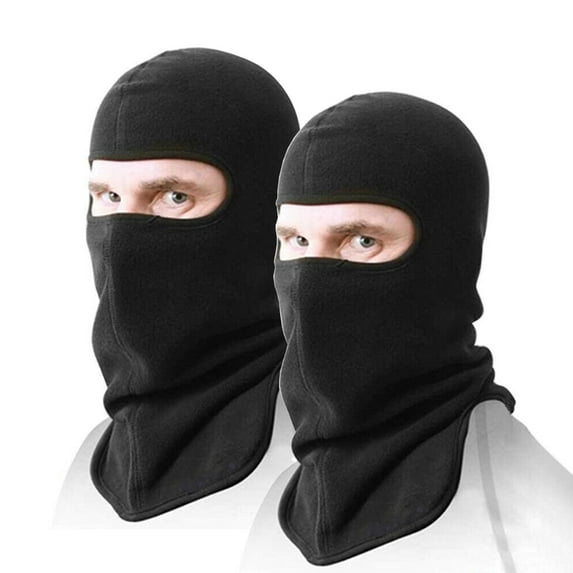 IC ICLOVER 2 Pack Full Face Ski Mask Balaclava Winter Thermal Fleece Hood Neck Warmer for Cycling Outdoors Sports - Black+Black