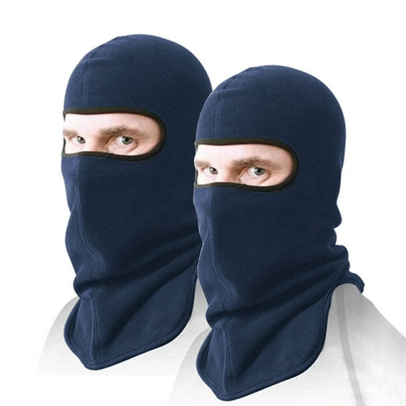 IC ICLOVER 2 Pack Full Face Ski Mask Balaclava Winter Thermal Fleece Hood Neck Warmer for Cycling Outdoors Sports - Blue+Blue