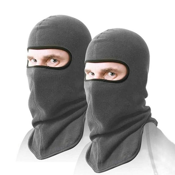 IC ICLOVER 2 Pack Full Face Ski Mask Balaclava Winter Thermal Fleece Hood Neck Warmer for Cycling Outdoors Sports - Gray+Gray