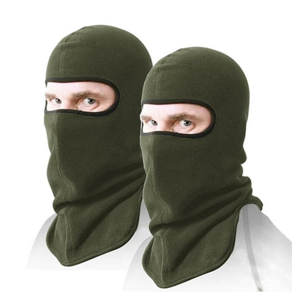 IC ICLOVER 2 Pack Full Face Ski Mask Balaclava Winter Thermal Fleece Hood Neck Warmer for Cycling Outdoors Sports - Green+Green