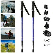 IC ICLOVER 2 Pack Lightweight Walking Sticks Quick Lock Trekking Poles, Collapsible Shock Absorbing Hiking Sticks for Men Women - Blue