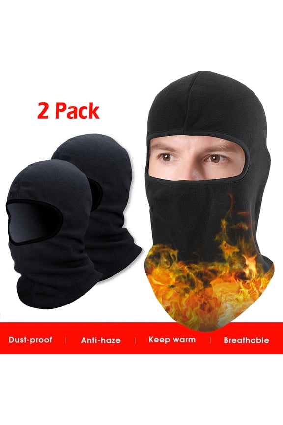 2 Pack Winter Hats Ski Mask Balaclava Fleece Full Face Cover for Outdoor Sports Motorcycle Cycling Skiing, Windproof and Warm(Black)