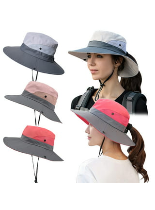 1/2Pack Women Ponytail Summer Sun Hat UV Protection Wide Brim