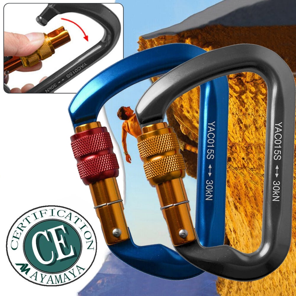 IC ICLOVER [2 Packs] 30KN Travel Camping Aluminum D-Ring Clip Hook ...