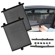 IC ICLOVER 2 Pcs Car Side Window Sun Shade 18.1" x 15.7" Automobile Roller Blind Screen Protector Baby Kids Visors Block UV Rays (1 Pair)