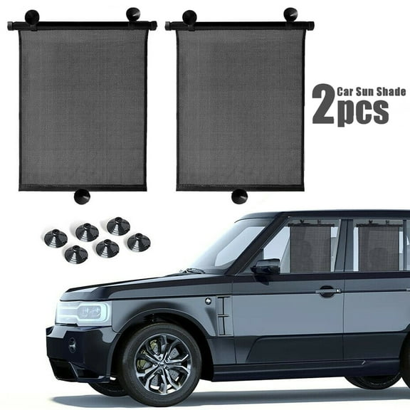 IC ICLOVER 2PCS Retractable Car Side Window Sun Shade Shield Cover Roll Curtain Visor for Blocking Sun Glare and Heat, Suitable for Car, Room, House and Office Window