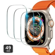 IC ICLOVER (3-Pack) Tempered Glass Screen Protector for Apple Watch Ultra 2/ Ultra [49mm], 9H Premium Anti-Scratch HD Clear Tempered Glass Film for iWatch Ultra