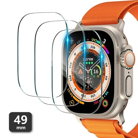 IC ICLOVER (3-Pack) Tempered Glass Screen Protector for Apple Watch Ultra 2/ Ultra [49mm], 9H Premium Anti-Scratch HD Clear Tempered Glass Film for iWatch Ultra