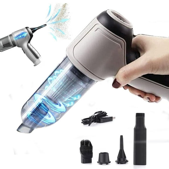 IC ICLOVER 3-in-1 Portable Small Cordless Handheld Vacuum Cleaner Rechargeable with 9000PA Powerful Suction for Car/Office/Home, Extension Function to Inflate/Deflate for Swimming Ring