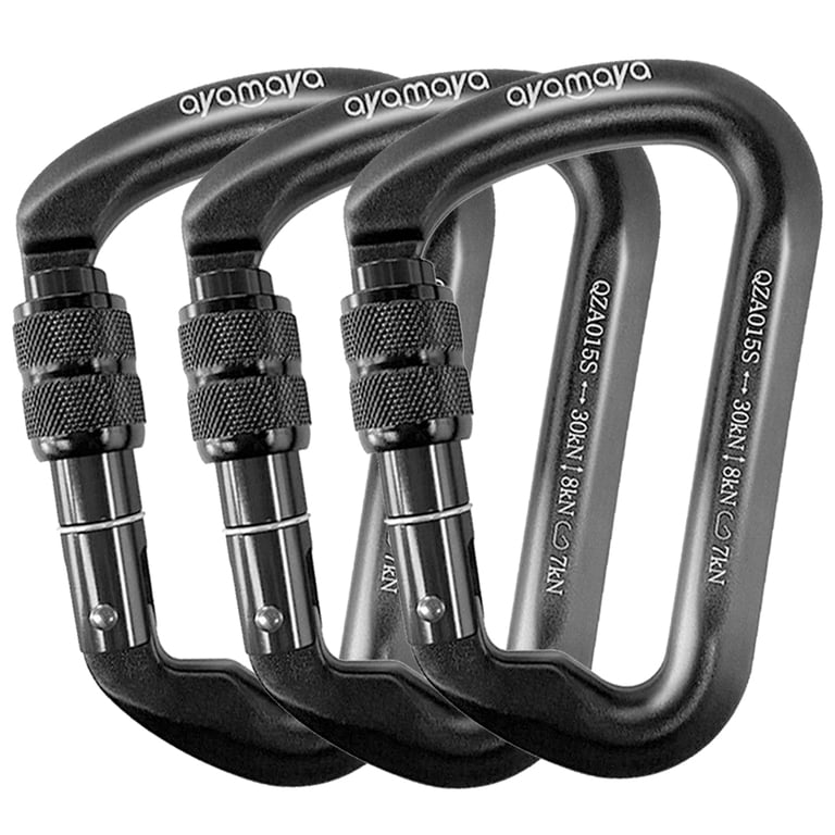 Heavy Duty 30KN Locking Carabiner - D-Ring Clip For Climbing, Caving, Rigging, Screwgate Lock, Aluminum Alloy