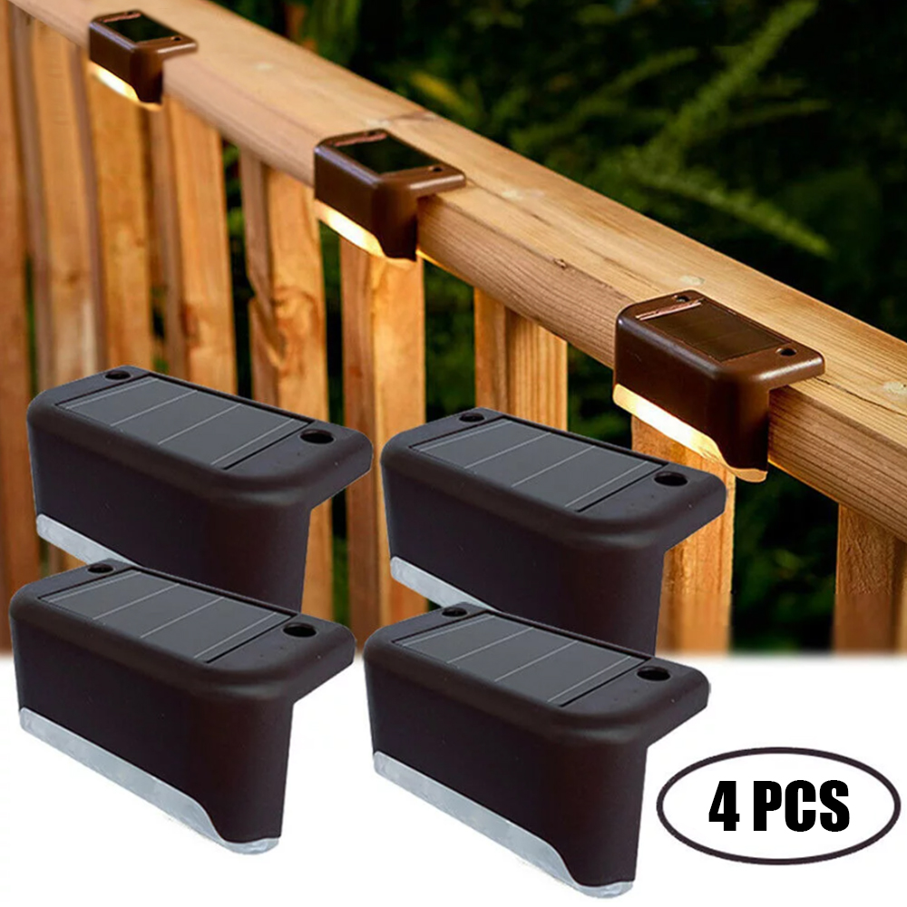 IC ICLOVER [4 Pack] Led Solar Deck Lights, Fence Post Solar Lights for Patio Pool Stairs Step and Pathway, Weatherproof LED Deck Lights Auto on/off Solar Powered Outdoor Lights - Warm White - image 1 of 11