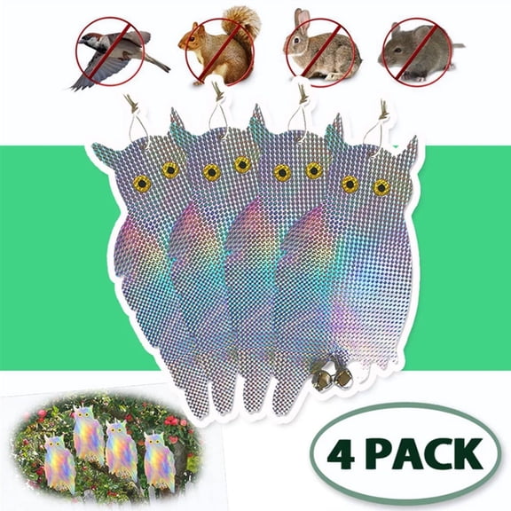 IC ICLOVER [4 Packs] Fake Owl Bird Scare Repellent Device Large Possum Rodent Bird Pest Deterrent Home Garden Protectors