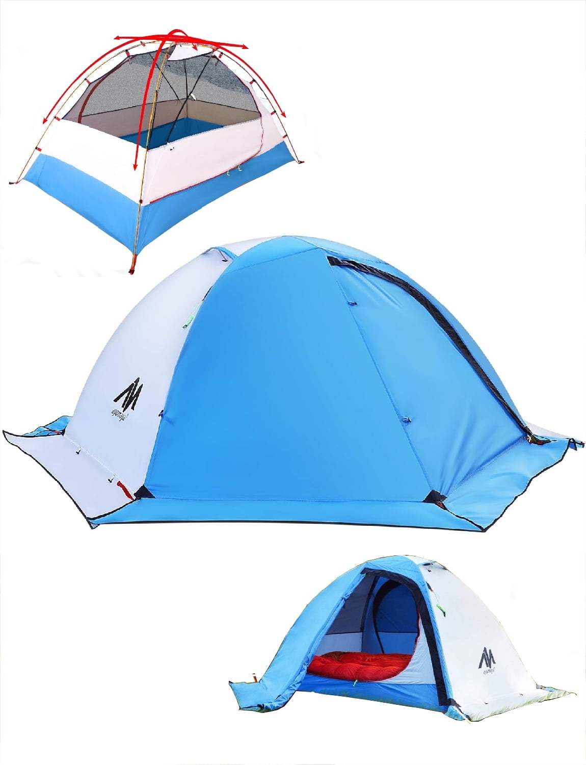 IC ICLOVER 4 Season Backpacking Tent for 2 Person Ultralight Waterproof All Weather Double Layer Camping Tents for Backpacker Outdoor Hiking Survival - Blue