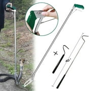 IC ICLOVER 47 inch Professional Standard Snake Tongs Reptile Grabber Rattle Snake Catcher Wide Jaw Handling Tool with Collapsible Stainless Steel Hook