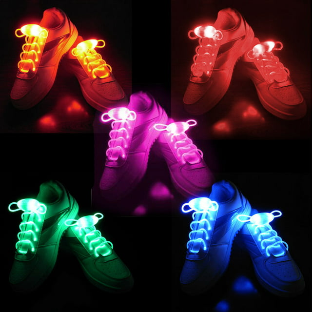 IC ICLOVER 5 Pairs Waterproof Luminous LED Shoelaces Fashion Light up Casual Sneaker Shoe Laces Disco Party Night Glowing Shoe Strings