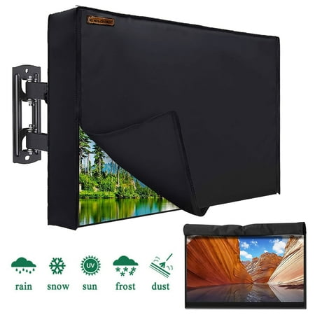 IC ICLOVER 52"-55" Outdoor TV Cover LED Flat Screen Protector - with Bottom Cover and Double Zipper - 600D Weatherproof Weather Dust Resistant Television Protector - Cover Size 51"L x 30"H x 4.5"W