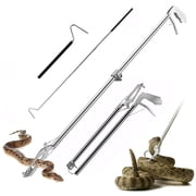 IC ICLOVER 52" Foldable Snake Tongs Wide Jaw Reptile Catcher Grabber + 39" Handle Herp Hook, Stainless Steel