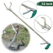 IC ICLOVER 52" Professional Snake Catcher, Extra Heavy Duty Reptile Grabber Tongs Stick Rattlesnake Handling Tool Trash Pick up, Litter Picker with Zigzag Wide Jaw- Stainless Steel