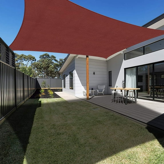 IC ICLOVER 8' x 12' Waterproof Sun Shade Sail Rectangle Canopy Awning Shelter Polyester Fabric Cloth for Patio Yard Deck Pergola Outdoor Sun Sail Shade 98% UV Block Sunshade - Terra Red