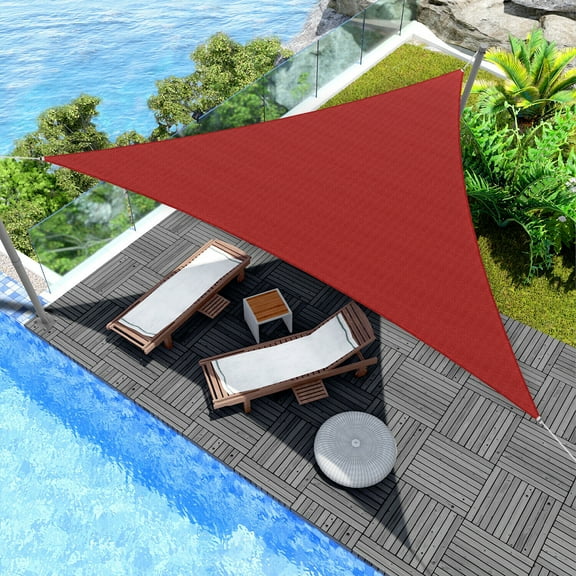 IC ICLOVER 8' x 8' x 8' Sun Shade Sail Canopy Triangle UV Block Sunshade for Outdoor Patio Garden Carport Backyard - Rust Red