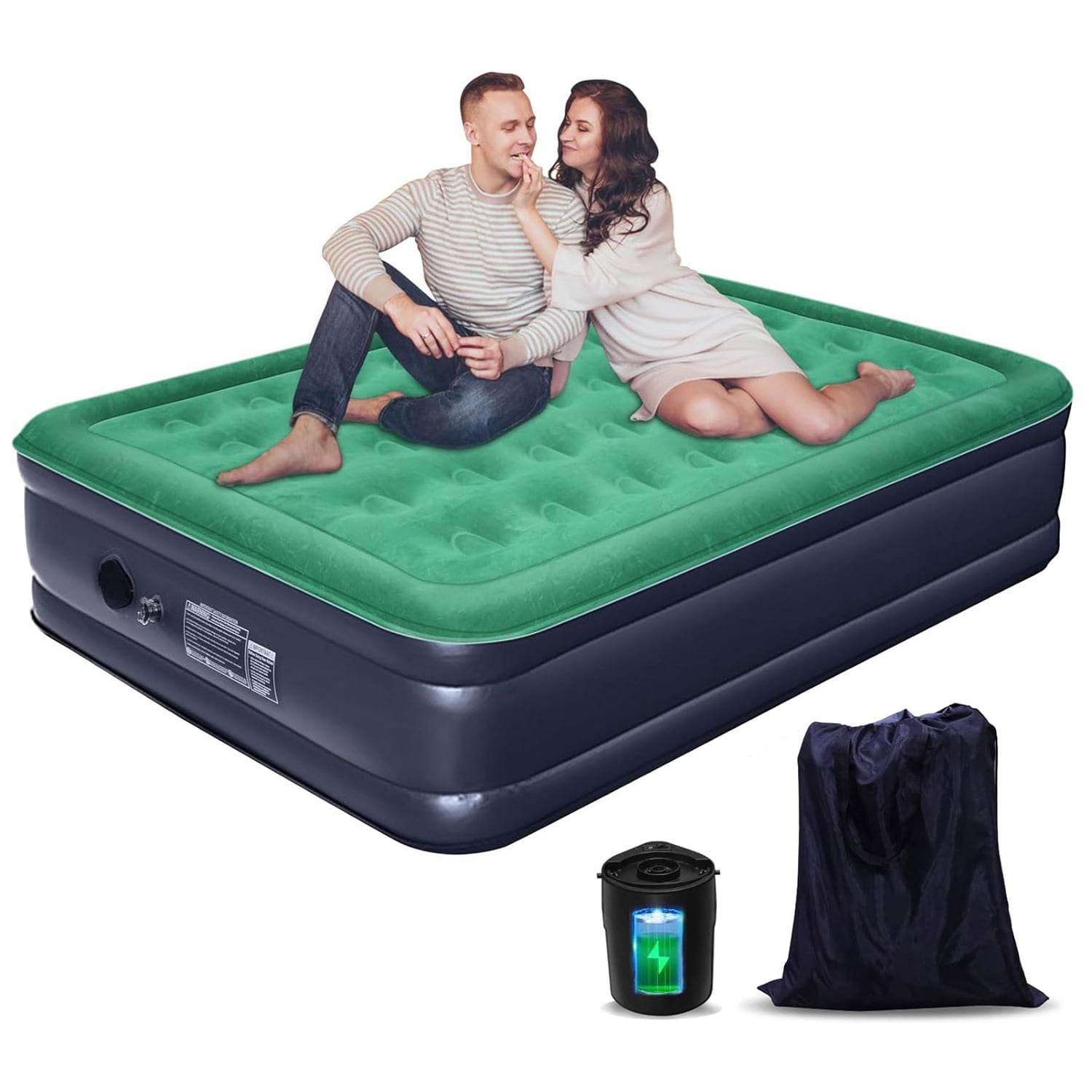 IC ICLOVER Air Mattress with Cordless Builtin Pump, 16" Double High Blow up Mattress with