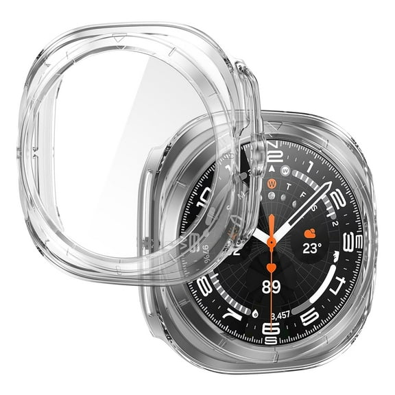 IC ICLOVER [2 Pack] For Samsung Galaxy Watch Ultra 47mm (2025/2024) Tempered Glass Protector Screen Case Full Hard PC Ultra-Thin Scratch Resistant Protective Cover, Clear