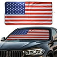 thumbnail image 1 of IC ICLOVER Auto Car Jumbo Sunshade Foldable Windshield Sun Shade Visor with American Flag Design (59"x33") for Heat Block Wind Shield Screen UV Rays Full Protection, Trucks SUVs Vans, 1 of 8