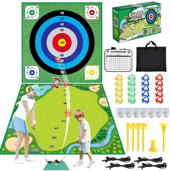IC ICLOVER Battle Golf Game Chipping Practice Mat, Double-Sided Sticky Golf Hitting Mat, Backyard Chipping Games for Golf Parties and Fun Activities