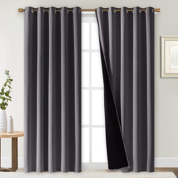 IC ICLOVER Blackout Curtains Grommet Thermal Insulated Full Shading Curtain for Bedroom Living Room Kitchen 52x84 inch Gray Set of 2 Panels