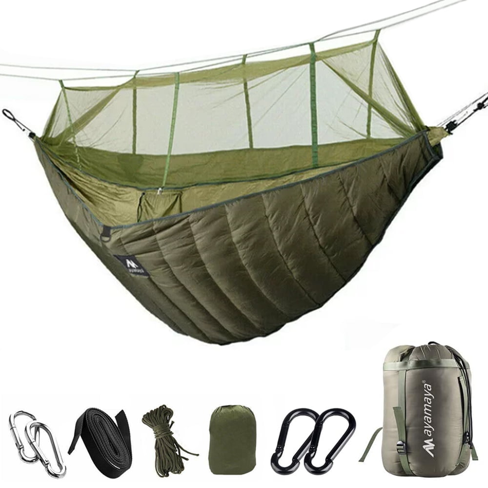 IC ICLOVER Camping Hammock with Mosquito Net and Hammock Underquilt, Portable Nylon Parachute