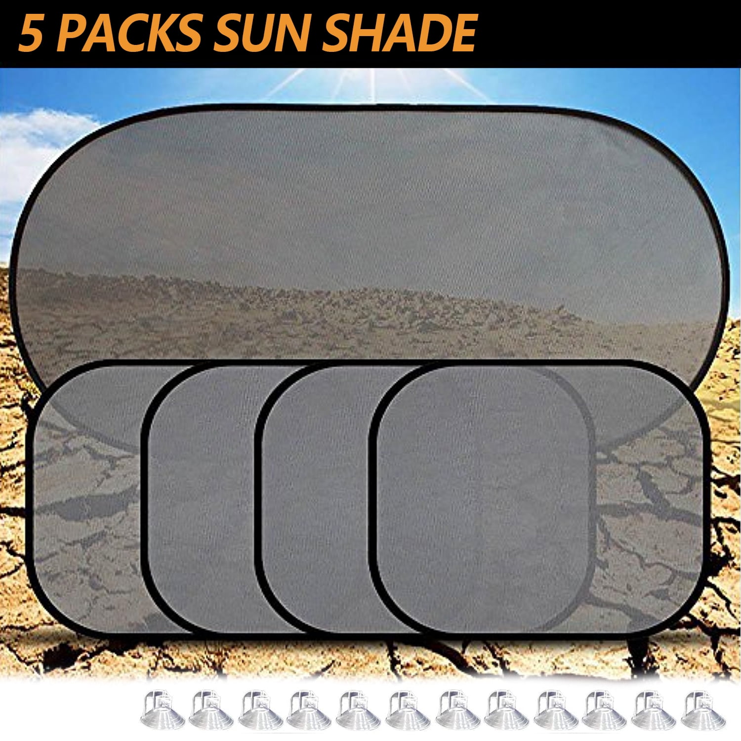 IC ICLOVER Car Sun Shade [Set of 5] for Windows Visor Protect Your Kids and Pets from Sun Glare and Heat Fit Most of Vehicle