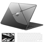 IC ICLOVER Case for MacBook Air 13.6 Inch A3240 A3113 A2681, Snap On Hard Shell&Keybord Cover&Screen Film for MacBook Air 13.6" M2 M3 M4 Chip, Crystal Black