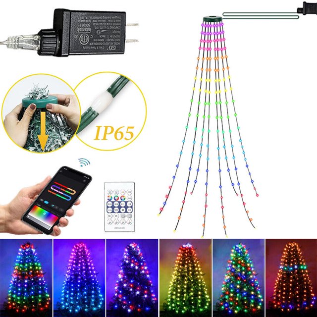 IC ICLOVER Christmas Tree String Lights Decorations with Ring Smart APP