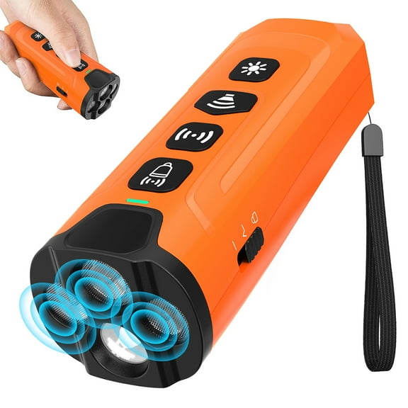IC ICLOVER Dog Bark Deterrent Device, Anti Barking Device for Dogs with Flashlight, Portable No More Barks Dog Training Tool, Orange