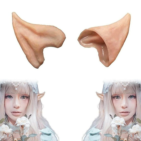 IC ICLOVER Elf Ears Halloween Cosplay Fairy Pixie Elf Ears Soft Pointed Ears Tips Anime Party Dress up Costume Masquerade Accessories Elven Vampire Fairy Ears (1 Pair)