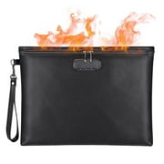IC ICLOVER Fireproof Document Bags with 2 Pockets, 15"x 11" Waterproof Fireproof Money Bag, Fireproof Safe Storage Pouch with Zipper for Large Legal Documents, File and Cash