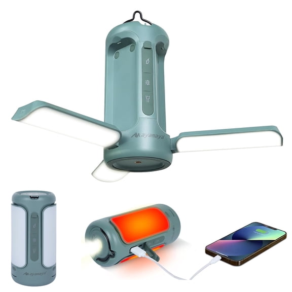 IC ICLOVER Foldable Camping Light Rechargeable Lantern, 10000mAh Portable Flashlight Built-in Emergency Power, 5 Modes LED Tent Light for Camping, Hiking, Fishing