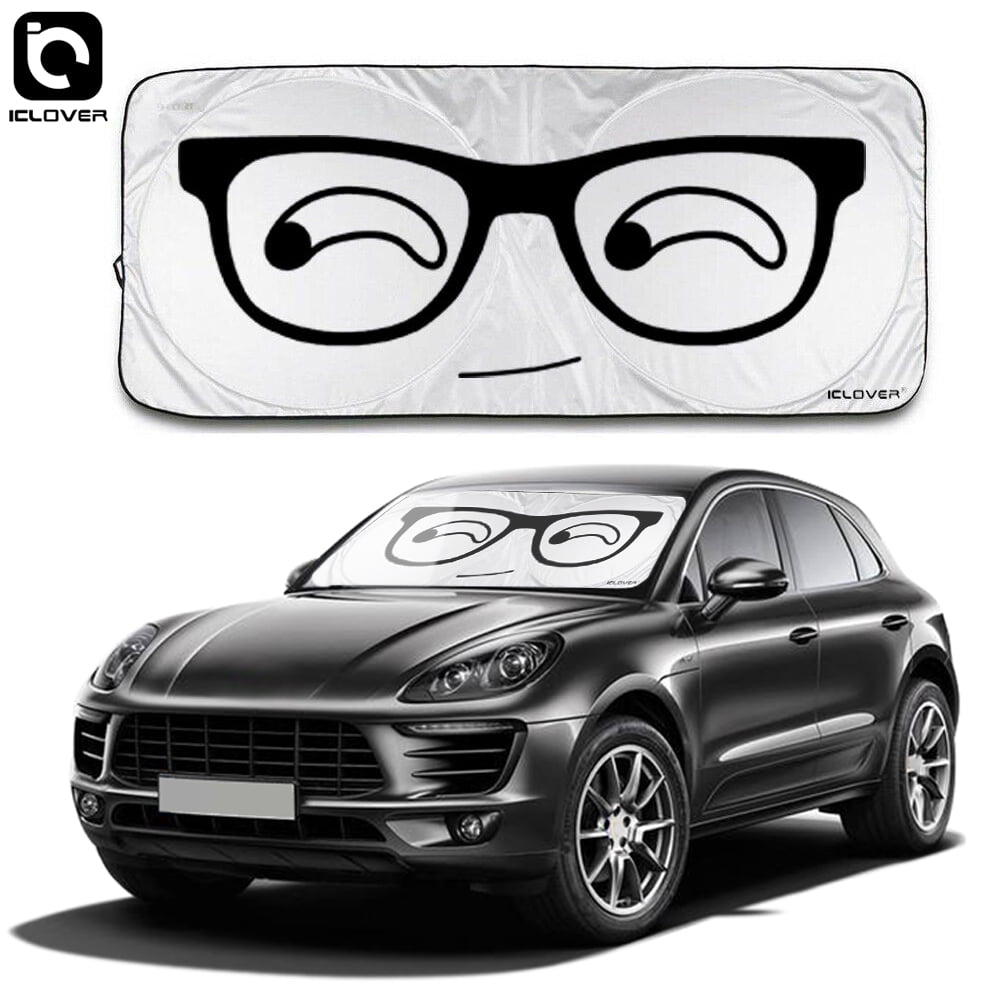 IC ICLOVER Folding Car Windshield Sunshade Sun Shade Folding Silvering Sun Visor with Eye Design(59"x33"),Front Auto Car Windshield ;UV Coating; for UV Ray Deflector