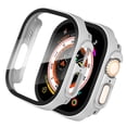 thumbnail image 1 of IC ICLOVER For Apple Watch Ultra 2/1 49mm Screen Protector Case Slim Electroplate Metal Plated Hard Cover with Full Coverage Tempered Glass Screen Protector Cover for Apple iWatch Ultra 49mm, Silver, 1 of 9