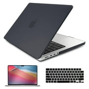 IC ICLOVER For MacBook Pro 14 inch Case 2023 2022 2021 M3 A2918 A2992 M2 A2779 M1 A2442 Pro/Max Chip, Plastic Hard Snap on Shell Case&Keyboard Cover&Screen Protector for Mac Pro 14 Touch ID, Black