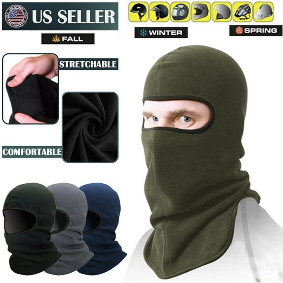 IC ICLOVER Full Face Ski Mask Balaclava Winter Thermal Fleece Hood Neck Warmer for Cycling Green